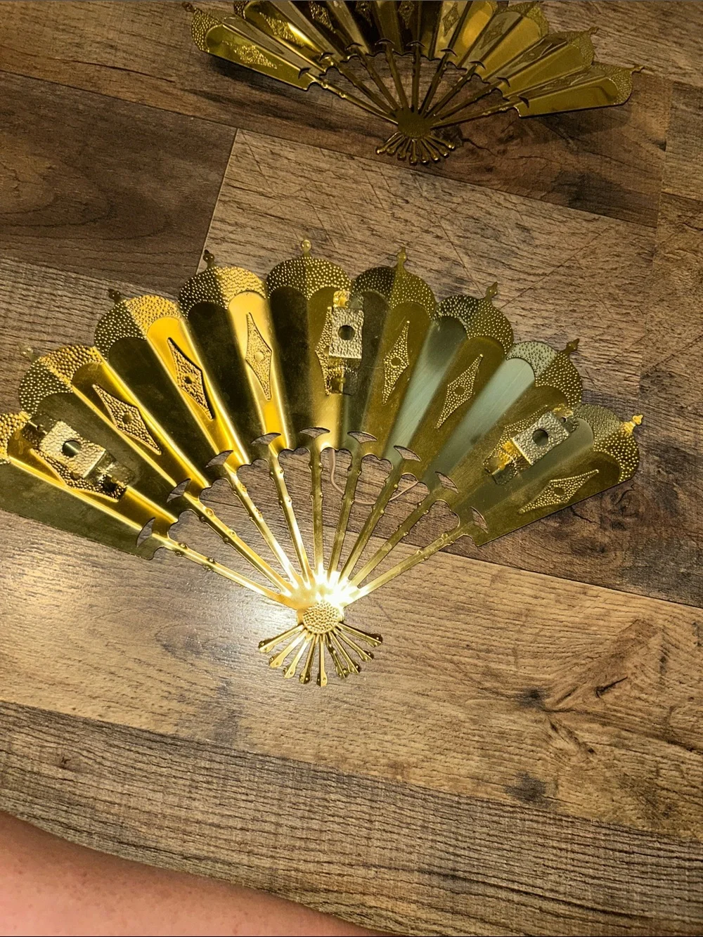 MCM Home Interiors Gold Decorative Fan Wall. Decor - Set of 2